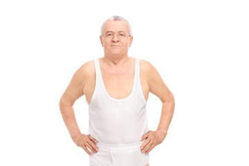 Poster - Senior smiling man in underwear posing