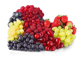 Wall Mural - heart. a variety of summer berries in the shape of heart as a