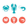 Set of the seafood flat icons