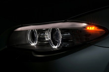 Car Headlight With Backlight. Exterior Detail.
