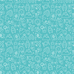 Canvas Print - Travel line icon pattern set