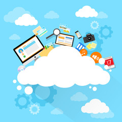 Fototapete - Cloud computing technology device set internet data information
