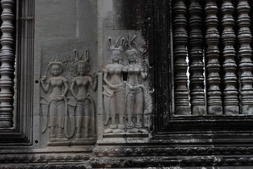 Detail wall decorations of Angkor Wat. Cambodia