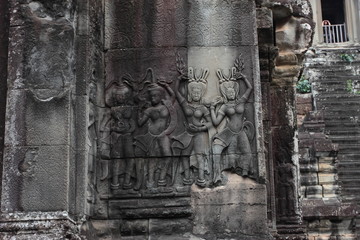 Detail wall decorations of Angkor Wat. Cambodia