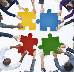Sticker - Business People Connection Corporate Jigsaw Puzzle Concept