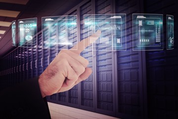 Poster - Composite image of businessmans hand pointing in suit jacket