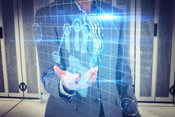 Poster - Composite image of businessman holding hand out