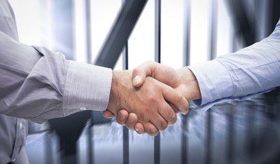 Poster - Composite image of men shaking hands