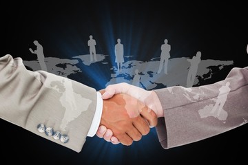Poster - Composite image of side view of shaking hands