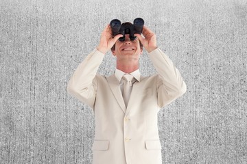 Poster - Composite image of confident businessman with binoculars