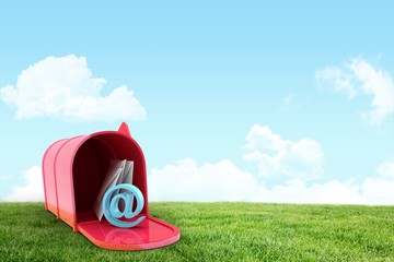 Poster - Composite image of red email postbox