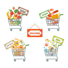 Wall Mural - Supermarket Cart With Food