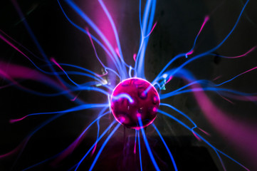plasma ball with magenta-blue