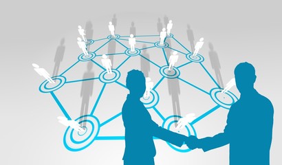 Aufkleber - Smiling business people shaking hands