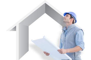 Poster - Composite image of architect with blueprint
