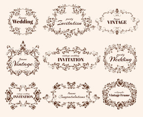 Wall Mural - Vintage calligraphic frames