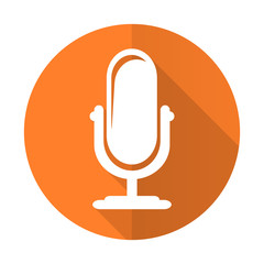 Poster - microphone orange flat icon podcast sign