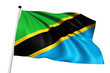 Tanzania flag with fabric structure on white background