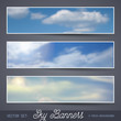 set of three soft sky banners