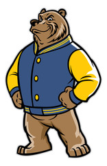 Wall Mural - bear school mascot wearing varsity jacket
