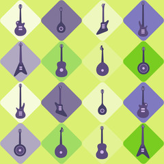 Wall Mural - Seamless background with guitars