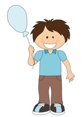 Wall Mural - Smiling cartoon boy with balloon