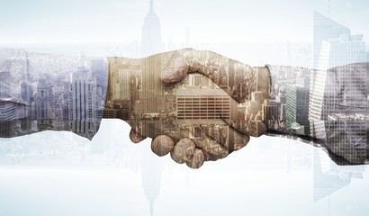 Aufkleber - Composite image of hand shake