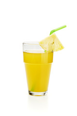 Wall Mural - pineapple juice in glass on white