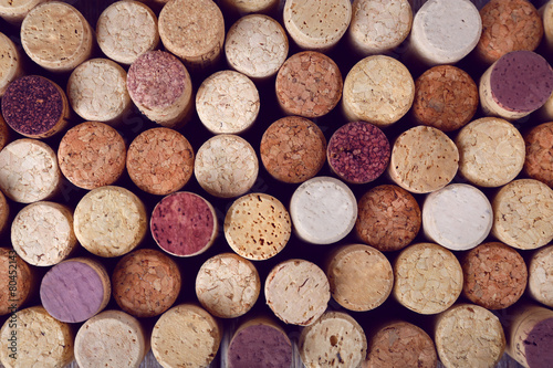 Many wine corks, macro view