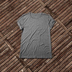 Poster - Grey blank t-shirt on wood background