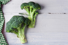 Fresh Broccoli On The Wooden Table