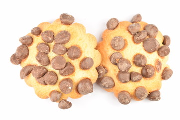 Wall Mural - Cookies with chocolate chips isolated on white.