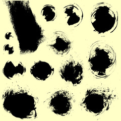 Wall Mural - vector ink brush stains set