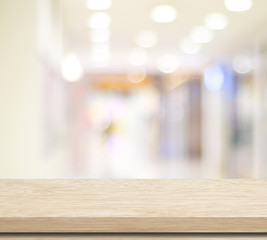 Empty table and blurred store bokeh background