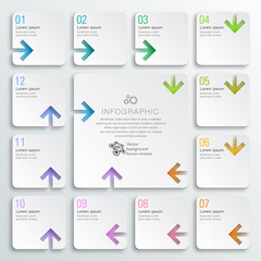 Wall Mural - Infographics Vector Arrow Buttons, 12-Step