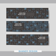 Wall Mural - dark blue mosaic banner template design