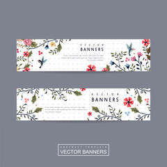 Wall Mural - graceful banner template design with lovely floral pattern