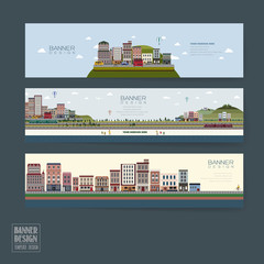 Wall Mural - adorable town scenery banner template
