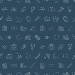 Poster - Hospital line icon pattern set