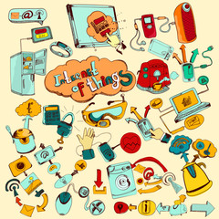 Canvas Print - Internet Of Things Doodles Colored