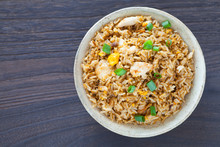 Healthy Food Fried Rice Chicken With Egg And Green Onion