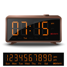Retro Style Digital Alarm Clock With Orange Numbers