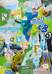  Mood board of magazines in blue green colors