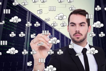 Poster - Focused businessman writing with marker
