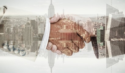 Aufkleber - Composite image of side view of business peoples hands shaking