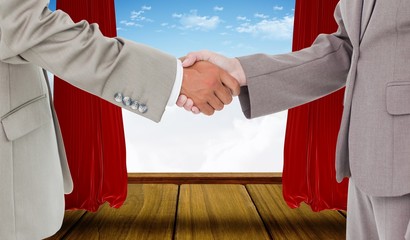 Aufkleber - Composite image of side view of shaking hands