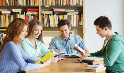 Wall Mural - students with books preparing to exam in library