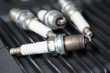 Canvas Print - used spark plugs