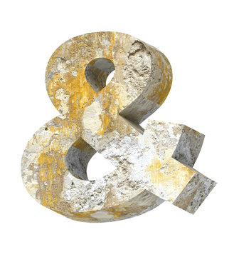 And symbol from old concrete alphabet set isolated over white. 