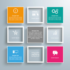 Wall Mural - 5 Colored Squares 4 Frames Template